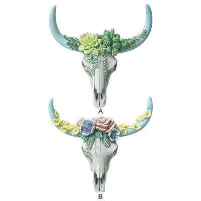 Decorazione da Parete Teschio di Mucca Resina Ciondolo Testa di Toro Bianca Scultura Creativa Testa di Teschio di Mucca con Corna Lunghe per Bar Hotel Soggiorno
