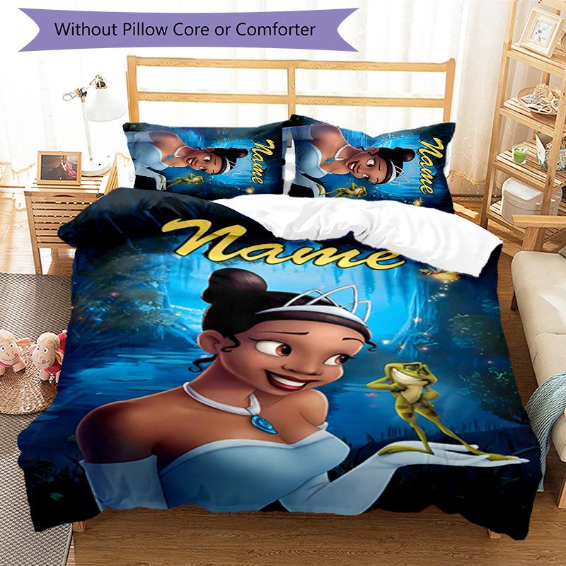 3pcs Princess5 Cover Set - Personalized Name, HD Printed Bedding with 1 Cover and 2 Pillowcases - Perfect for Home Decor, Easy Care