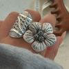 Anelli in Argento Sterling 925 per Donne Coppia Minimalista Fatti a Mano Semplice Vintage Anello Grande Fiore Gioielli Raffinati Regalo Previene Allergie