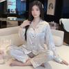 Ice Silk Pajamas Women'S Spring Thin Long-Sleeved Two-Piece Set, Sweet And Cool Loungewear Can Be Worn Outside