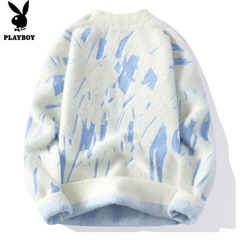 PLAYBOY Men's Faux Mink Round Neck Sweater