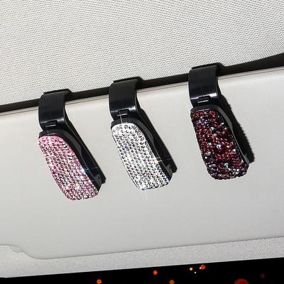 Car Sun Visor Glasses Clip Holder Crystal Auto Eyeglasses Sunglasses Clip Organizer Ticket Document Glasses Car Accessories