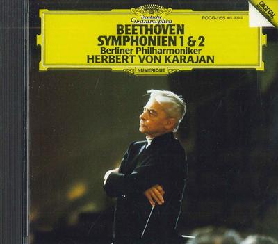 CD HERBERT VON KARAJAN - Beethoven Sym 1 & 2 POCG1155 POLYDOR Japan Classical Used