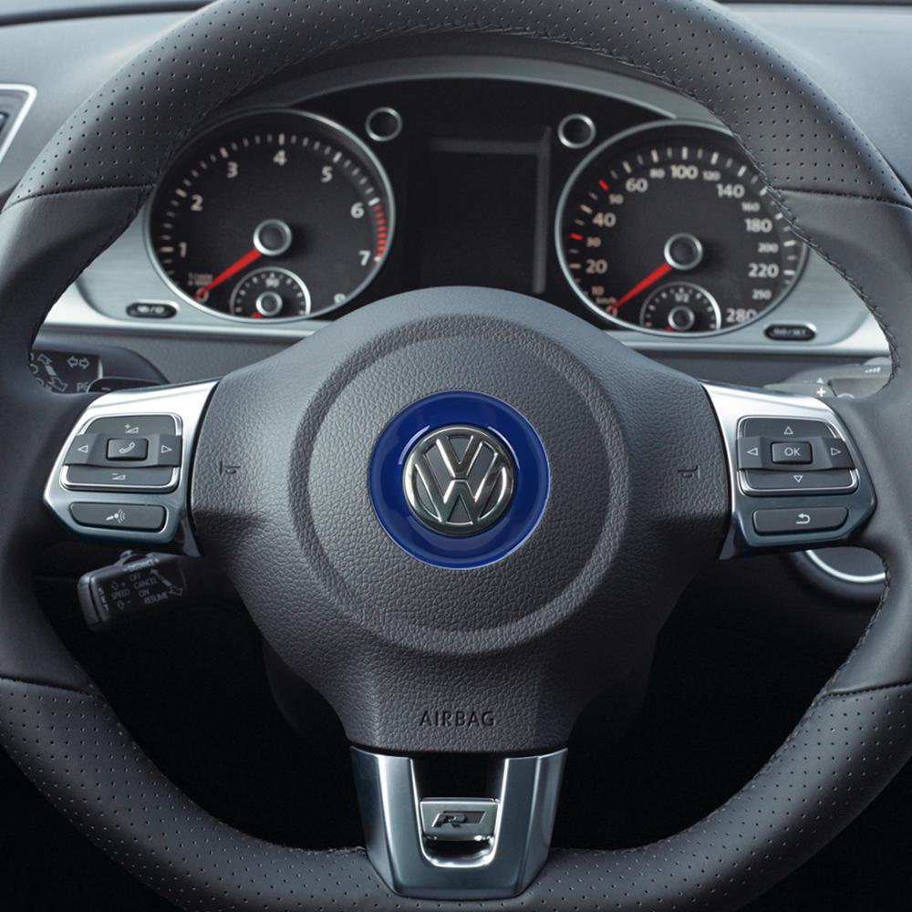 LMN1 Car Steering Wheel Stickers for VW Golf 4 5 Bora 4 Motion MTM Blue Motion Caddy Scirocco CC Passat Polo Decoration Rims Sagitar
