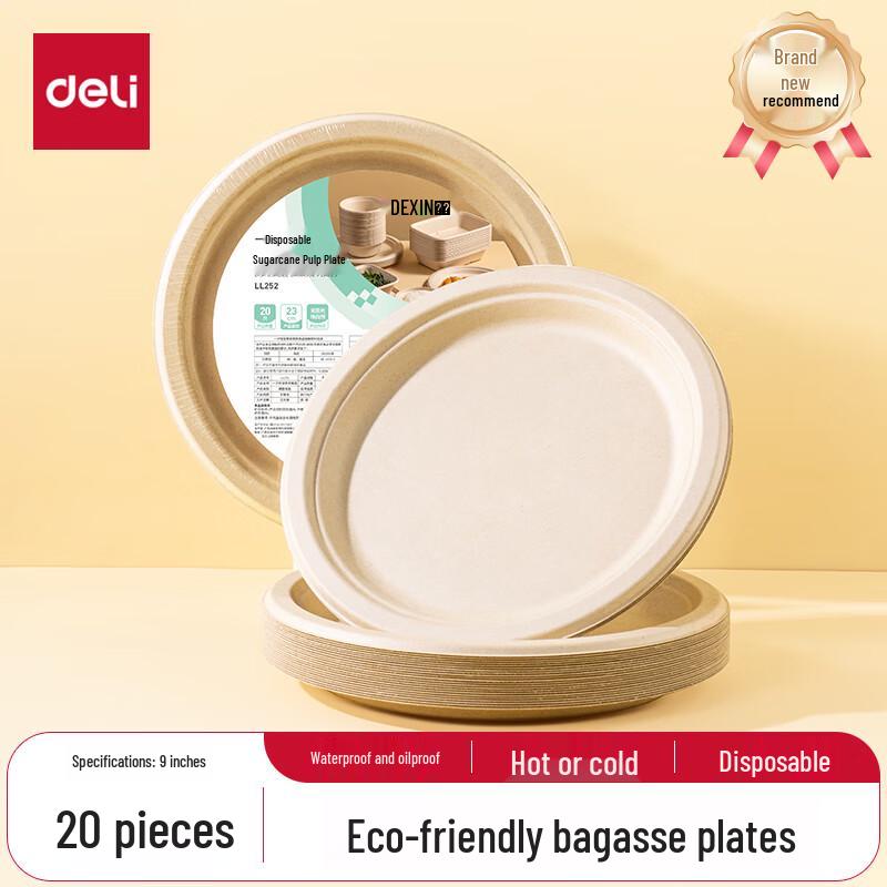 Deli Eco-Friendly Disposable Sugarcane Pulp Plates