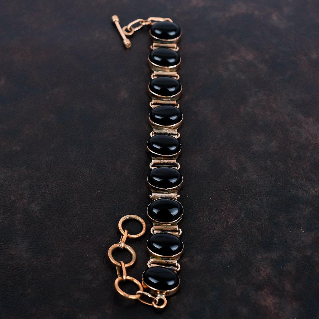 Black onyx gemstone bracelet copper bracelet handmade antique jewelry adjustable chain bracelet brand new bracelet copper jewelry for gifts