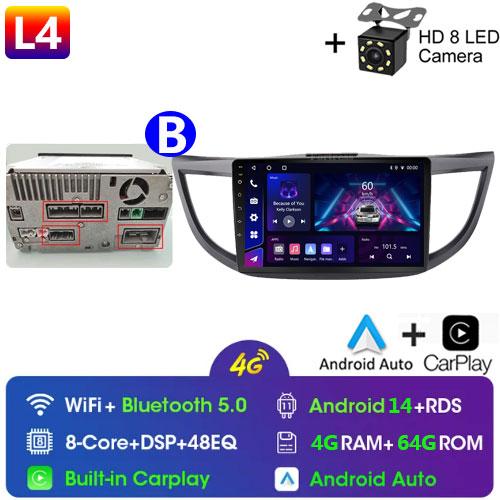 Android 14 For Honda CR-V CRV 2012 - 2015 GPS Carplay Auto Car Radio Multimedia Video Player Stereo WIFI 4G BT RDS 7862S