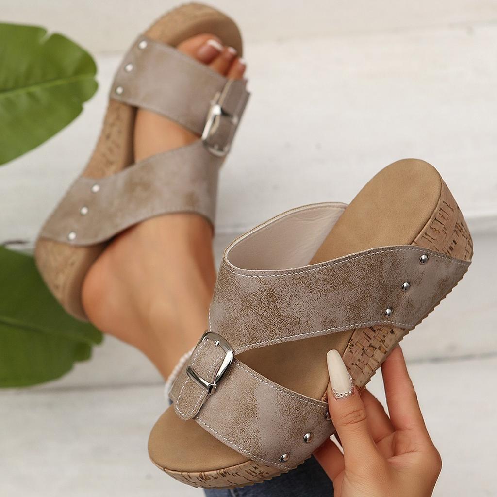 Women Sandals 2025 New Retro Peep Toe Wedges Casual Shoes Women Roman Open Toe Platform Sandals Slides Women Zapatos De Mujer