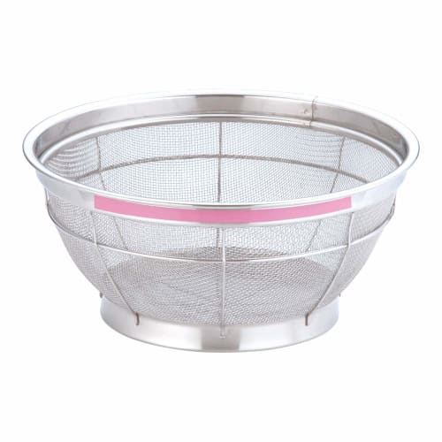 Endo Shoji Commercial TKG New Mammoth Color Shallow Strainer, 25cm, Pink, Stainless Steel, Made In Japan, AZL4713