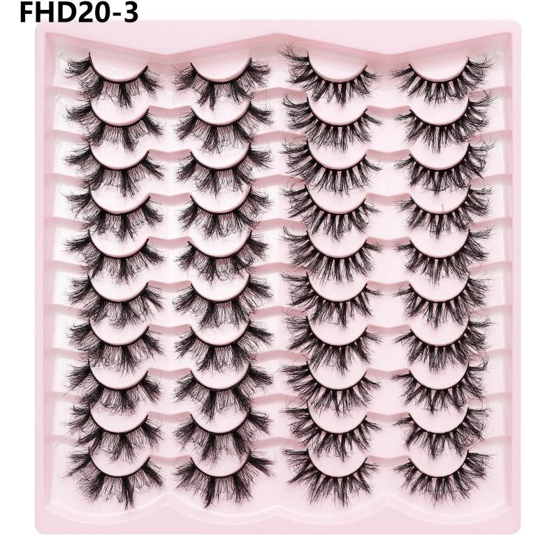 20 Pairs Faux Mink Lashes 3D Fluffy Natural Lashes Makeup False Eyelashes Russian Strip Lashes Eyelash Extension