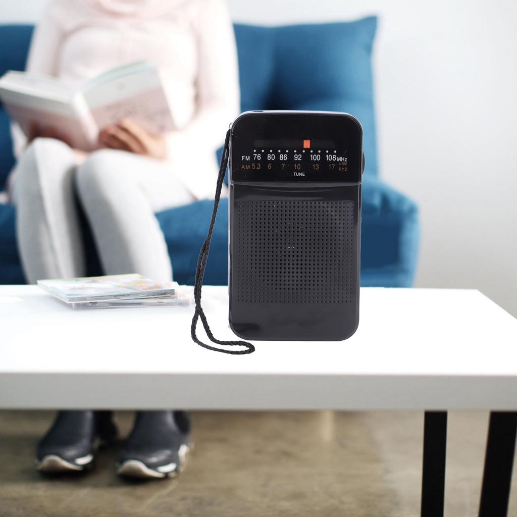 Portable AM FM Radio Black Color Headset Pluggable Built in Loud Speaker AM FM Transistor Radio