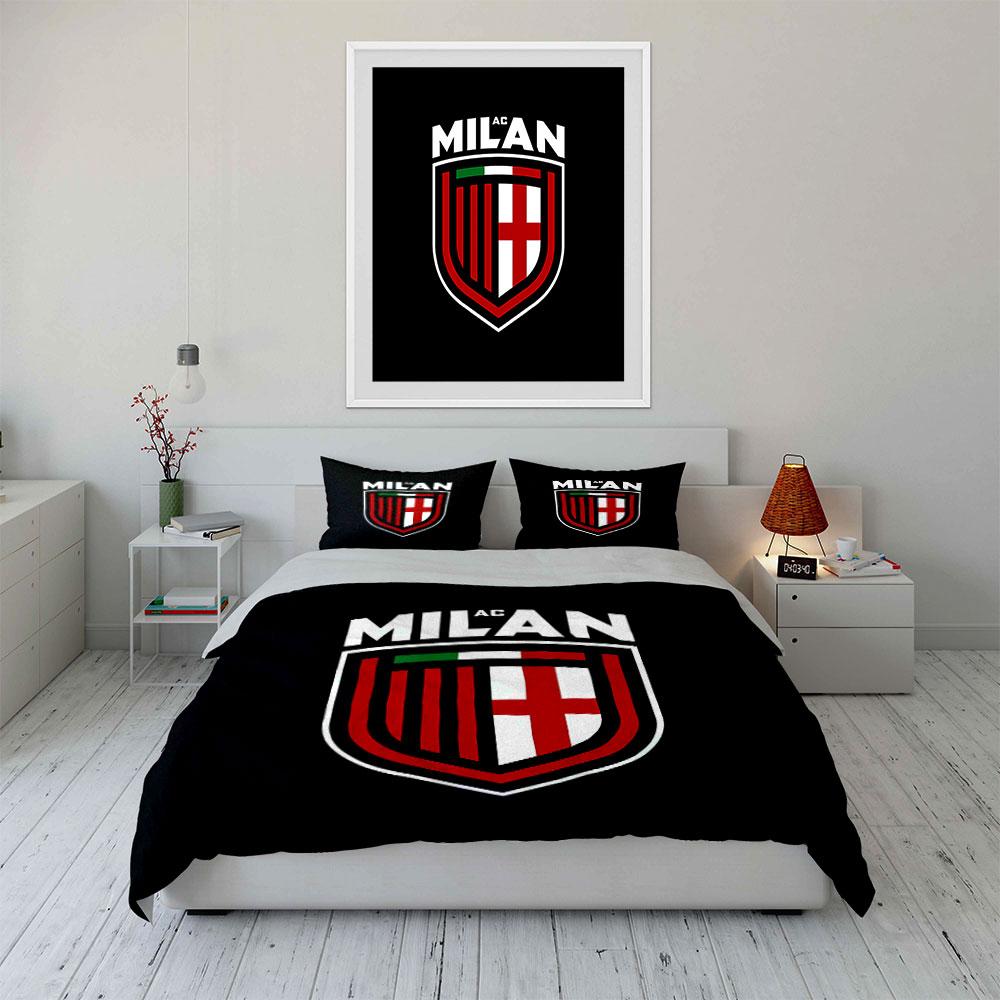 "Set Lenzuola Logo AC Milan" Set Copripiumino Lenzuola Copripiumino Federe (1 * Copripiumino 2 * Federe, senza piumino)