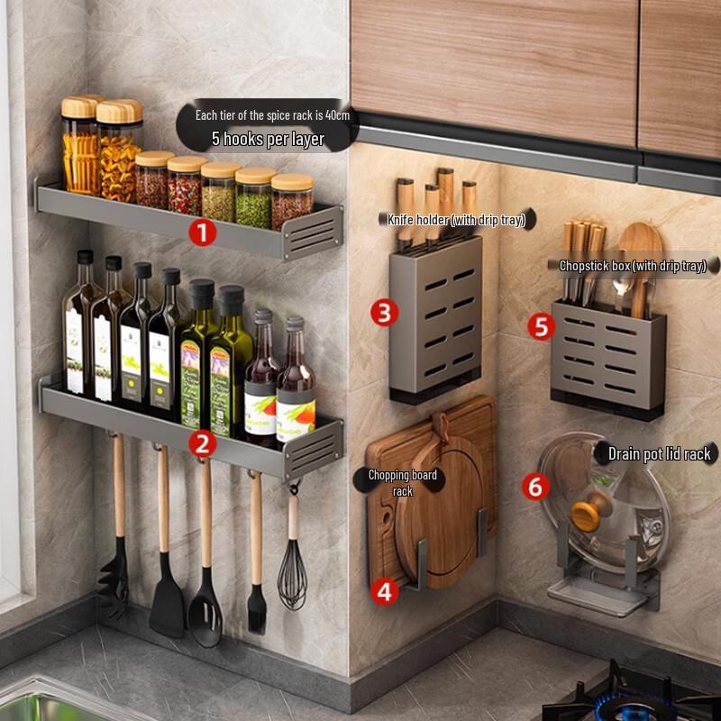 

Yingbai Gunmetal Grey 3-Tier Kitchen Countertop Storage Rack Set