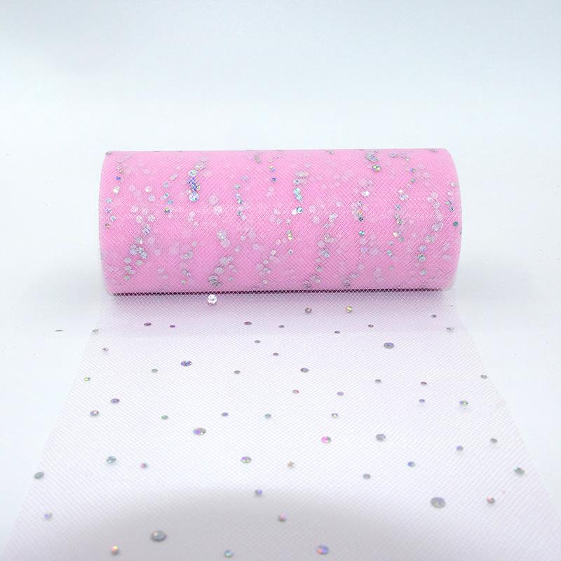 6in X 10Yards/Set Glitter Sequin Tulle Roll Wedding Decoration Fabric Tutu Dress DIY Organza Baby Shower Party Supplies Material