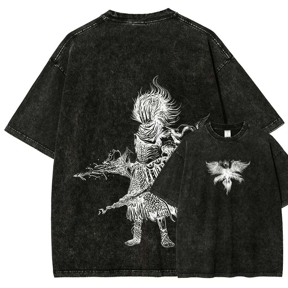 Classic Action Roleplaying Game Blood Borne Peripherals Print Tshirt Men Women Fashion Retro Washed Cotton Casual Oversize Top