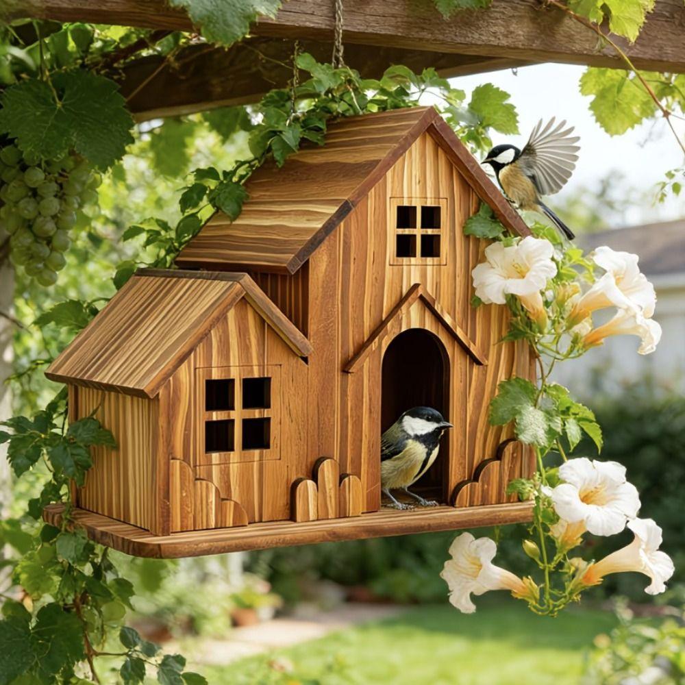 Handmade Hanging Birdhouse Ventilation Bird Villa Bird Cages Hatching Nest  Wild Birds