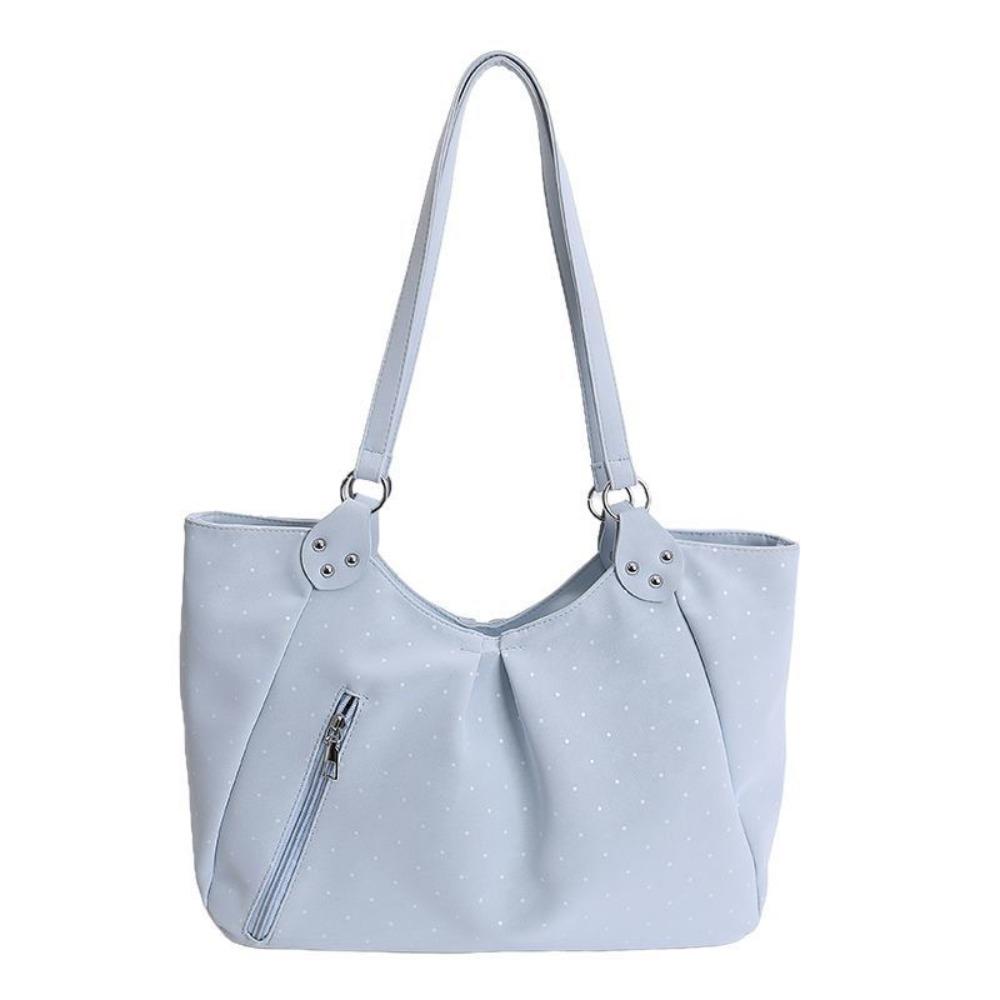 Zipper Polka Dot Shoulder Bag Korean Style Printing Handbag Temperament Underarm Bag  Ladies синий