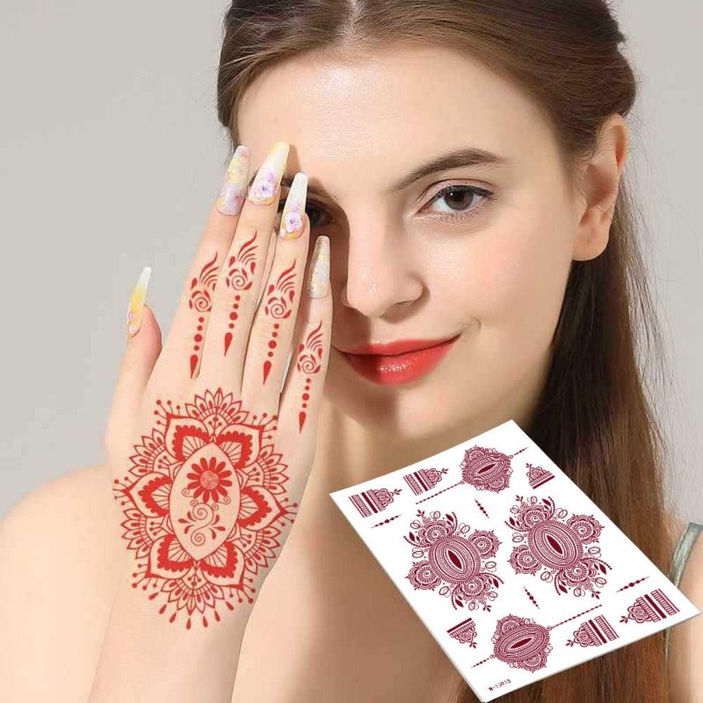 9pcs Lace Hollow Lace Fake Tattoos Indian Style Flower Fake Tattoos Hand Tattoo Stickers Wedding