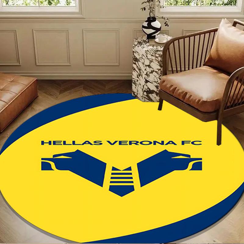 1PC Hellas-Verona Crest Round Rug for Livingroom,Bedroom, Palyroom, Chair Rug, Area rug, Circle Carpet, Large Size Fan Christmas gift