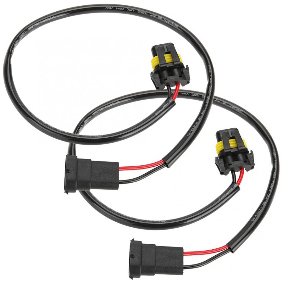 2pcs H11 Female 9006 HB4 9012 9006XS Male Headlight Fog Light Conversion Adapter Connector Cable Sockets Wire Harness