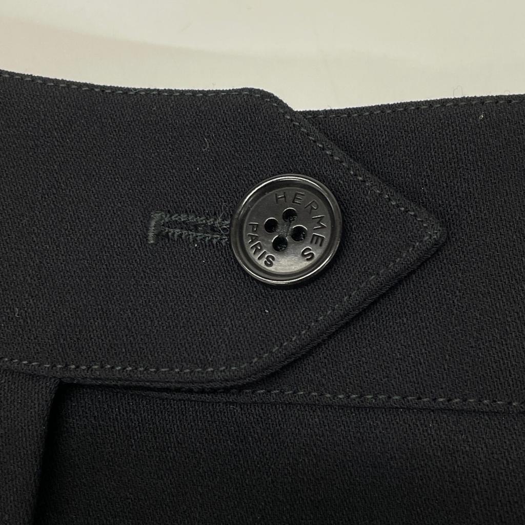 Hermes Black Wool Blend Center Pressed Straight Slacks Bottoms 38 blackUsed