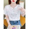 Short-sleeved t-shirt for women, summer women's new style, Korean printed t-shirt, fashionable loose top, versatile