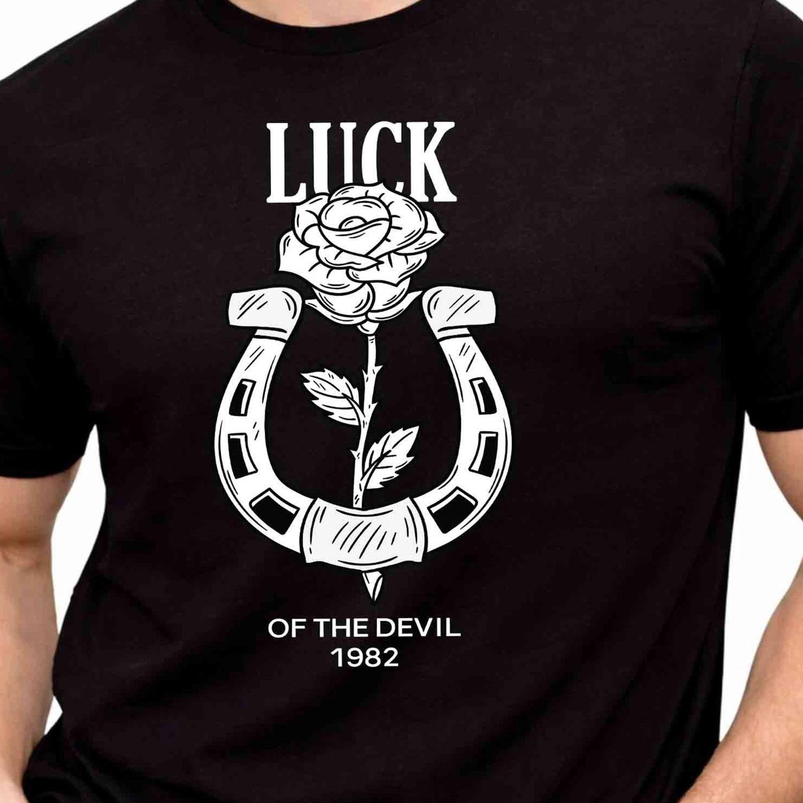Luck Of The Devil T-Shirt Rose Horseshoe Tattoo Graphic Tee Biker Gothic Gift M