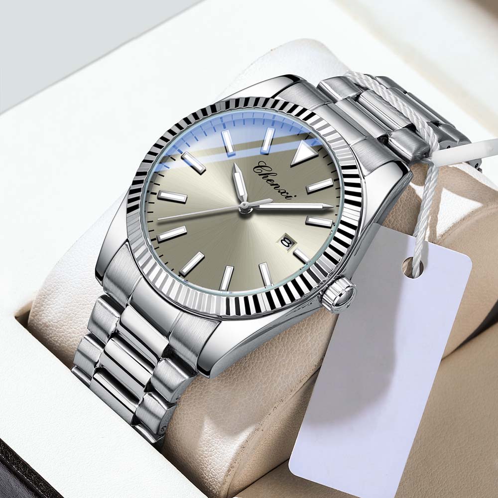 CHENXI Men's Quartz Watch Date Stainless Steel Strap Waterproof Business Casual Watches Man Clock Male Gifts