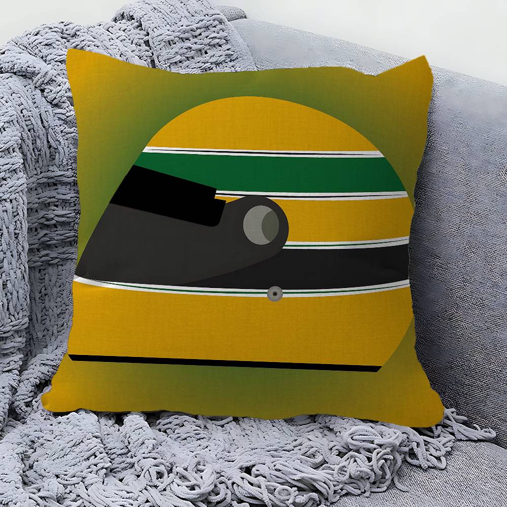 A-Ayrton S-Senna Logo Cushion Cover Car Throw Pillow Case For Sofa Car Christmas Gift 40X40Cm 45X45Cm