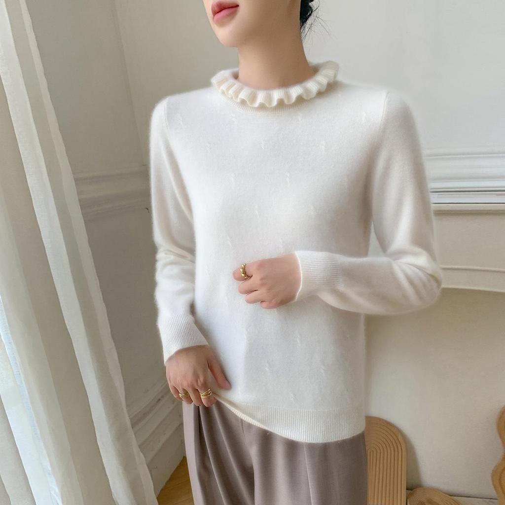 Soft Wood Ear Lace Cashmere Slim Fit Women's Sweater - Autumn/Winter 2025 Collection