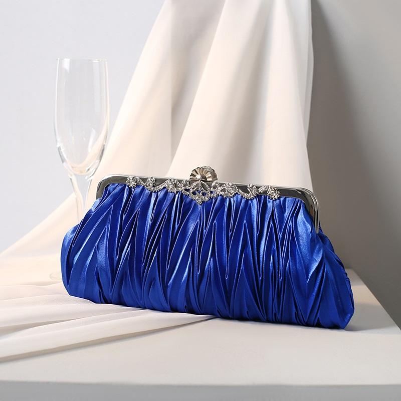 Pleated Women Evening Clutch Bag Elegant Handheld Purse Bridal Wedding Formal Dress Handbag For Banquet Party