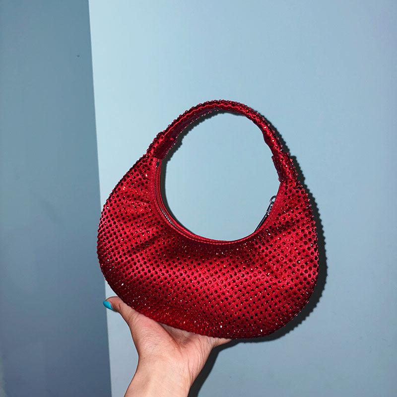 

2025 Big Oversized Hobo Handbag Crystal Rhinestone Handbag Purse Women Bridal Bag