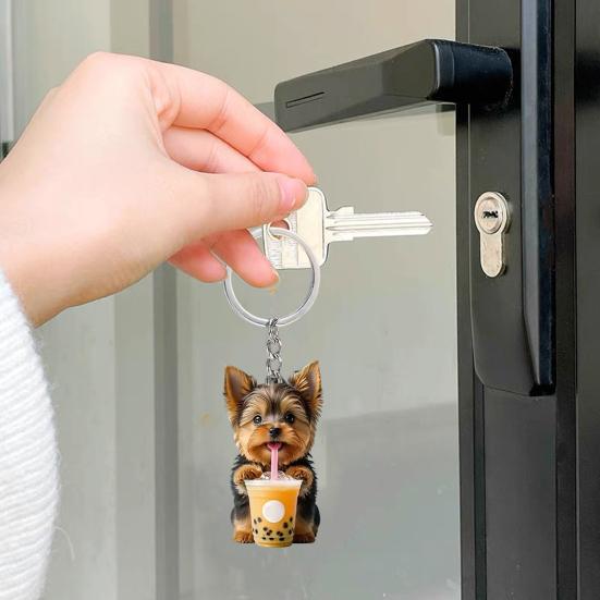 2 ks Přívěsky na klíče Osvěžovač vzduchu Rozkošný tvar psa 2D Plochá akrylová závěsná ozdoba Doplňky pro výzdobu interiéru auta