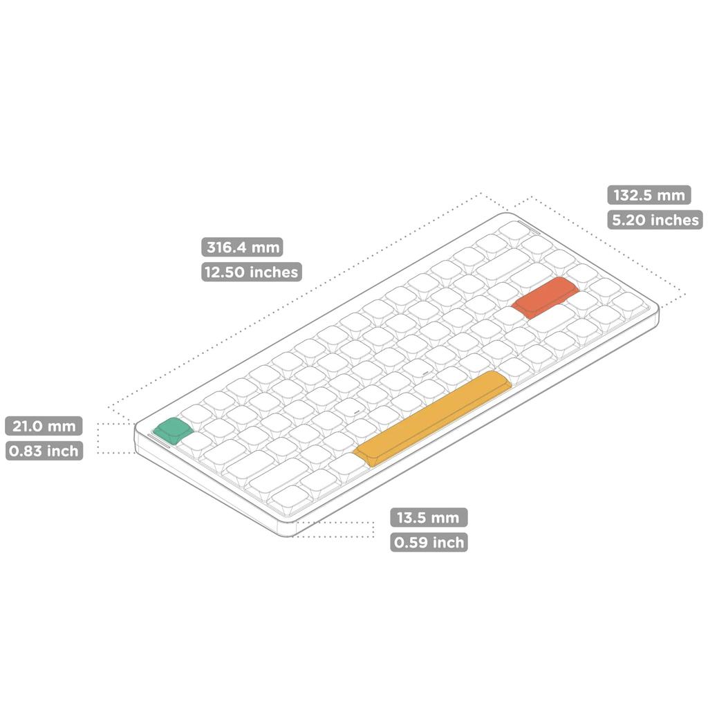 Nuphy Air75 V2 Mechanical Low Wireless Keyboard with Bluetooth Wired Connection Compatible with and Linux Technical Compliance Certified Gateron