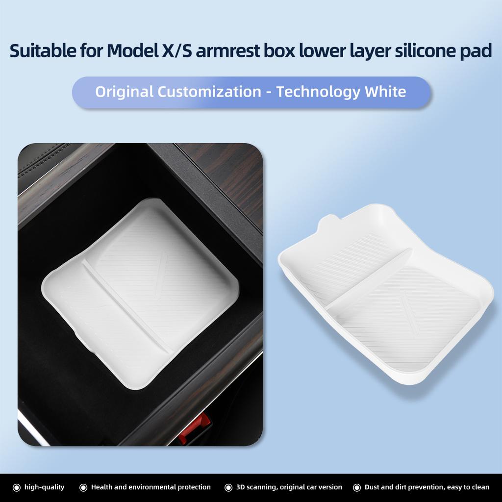 Luckeasy For Tesla Model S X - Wireless Charging Pad Central Control Pad Armrest Box Storage Pad Interior Accessories
