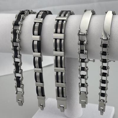 Herren Edelstahl Hip Hop Gebogenes Plattenarmband
