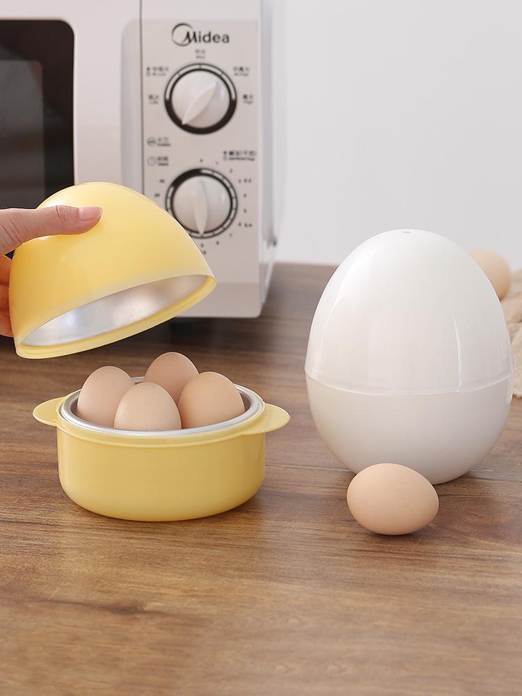 Eiförmiger Mikrowellen-Eierkocher: Dämpft 4 Eier, weich gekochte oder gedämpfte Knödel, Multifunktionales Frühstückswerkzeug.