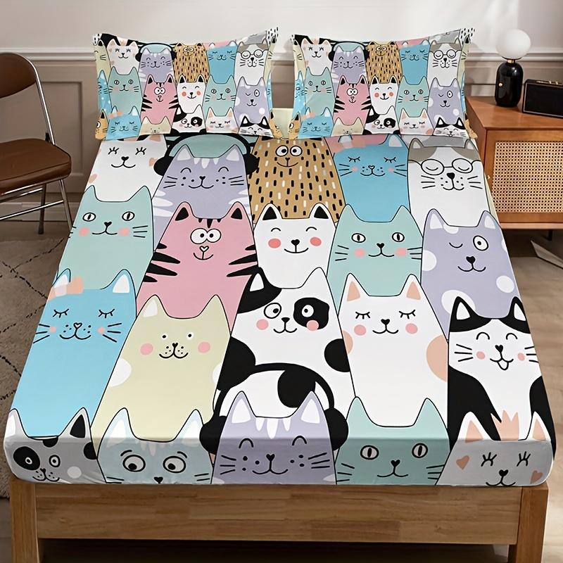 Adorable Lovely Cat-Themed Bed Cover Stylish Cat-Themed High-Definition Digital Print Bed Cover Set Adorable Lovely And Home