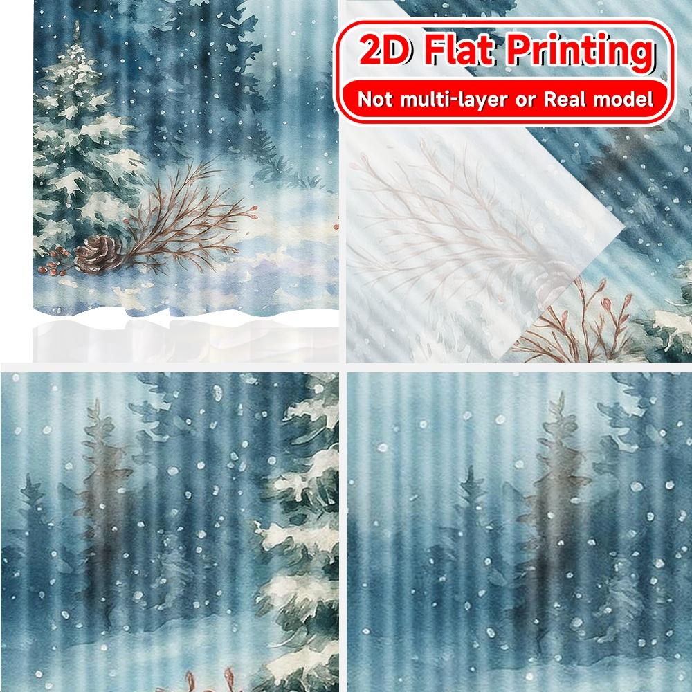 2 Stück 2D-Flachdruck-Vorhänge (Ohne Stange) Winter Wonderland(3) Moderne modische Vorhänge Halbtransparente Vorhänge Zimmer