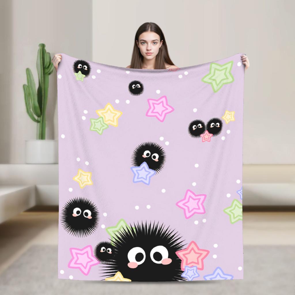 Susuwatari  Soot Sprites  Plush Blanket Students  Flannel Throw Blanket For Outdoor Soft Warm Design Quality Bedspread Gift Idea