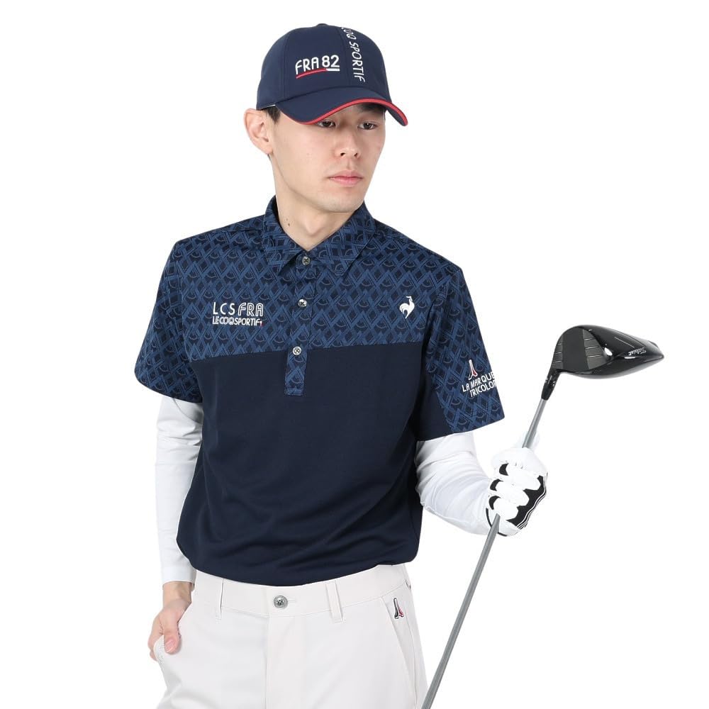 

Комплект рубашки Coq Sportif с внутренней переключкой NV00 [Le Golf] Слой с коротким рукавом, дизайн, влагоотводящий, быстросохнущий, эластичный, UPF50+, гольф,
