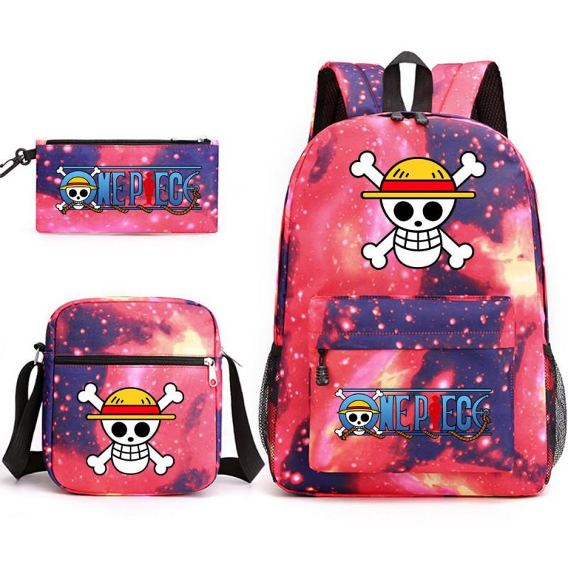One Piece Anime Backpack Kids School Use Large Capacity Oxford Fabric Dual Shoulder Bag With Padded Straps