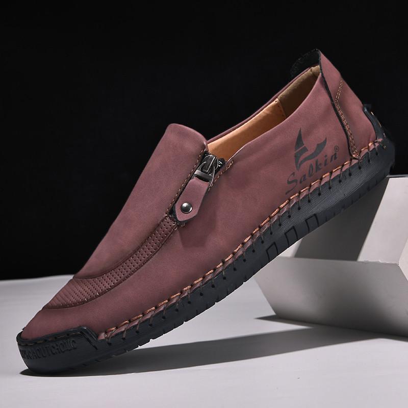 Spring Summer White Men's Retro Shoes Size 38-48 Breathable Leather Loafers Men Slip-on Casual Shoes for Men mocasines de hombre