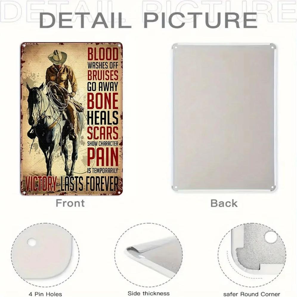 Iron Art Painting,Rustic Cowboy Metal Wall Art, Vintage Western Decor with Horse Riding Motif for Home Bar