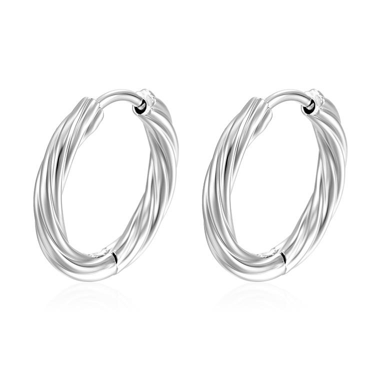 18K Gold Plated Twisted Stainless Steel Hoop Earrings - European & American Fashion Trend