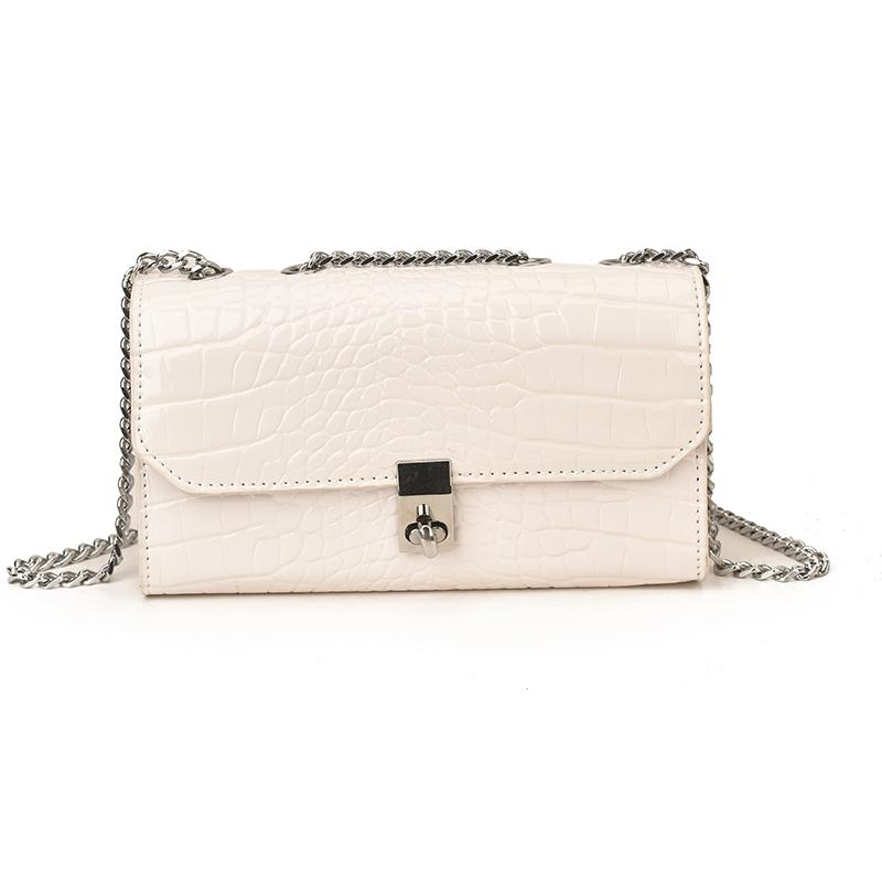 Women s Crocodile Pattern Chain Shoulder Bag - Glossy Faux Leather Crossbody Bag with Lock Clasp for Evening & Daily Use