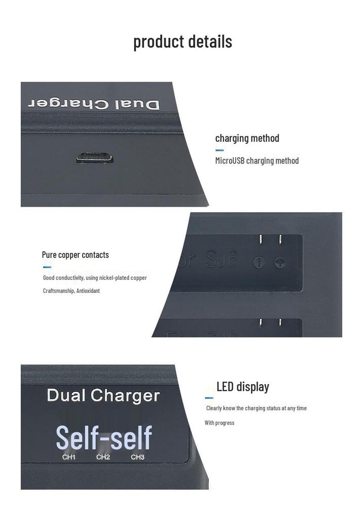 SJCAM SJ6 LEGEND Triple Battery USB Charger for Action Cameras