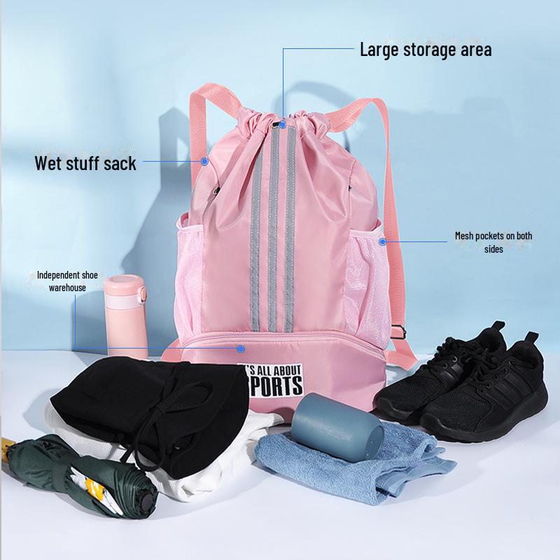 Waterproof Wet/Dry Separation Swim Bag with Shoe Compartment, Lightweight Shoulder Bag for Fitness, Yoga, or Outdoor Travel.