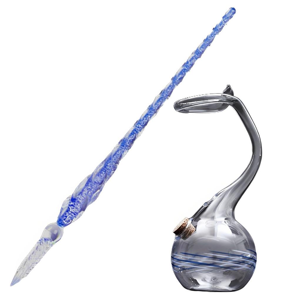 MIMIA Glass Bottle and Glass Pen Set for Dip Fountain Transparent Ink Bottle Signatures, Calligraphy, Art, Painting, Decoration, Pen, Pen, (Light