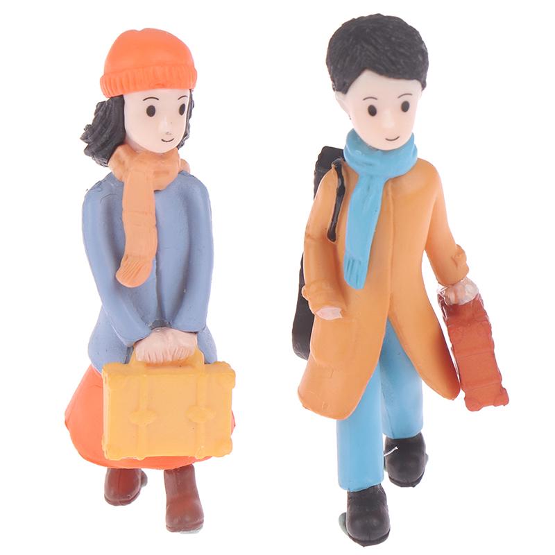Travel Couple Diy Mini Miniature Fairy Garden Dollhouse Decor Micro Landscape